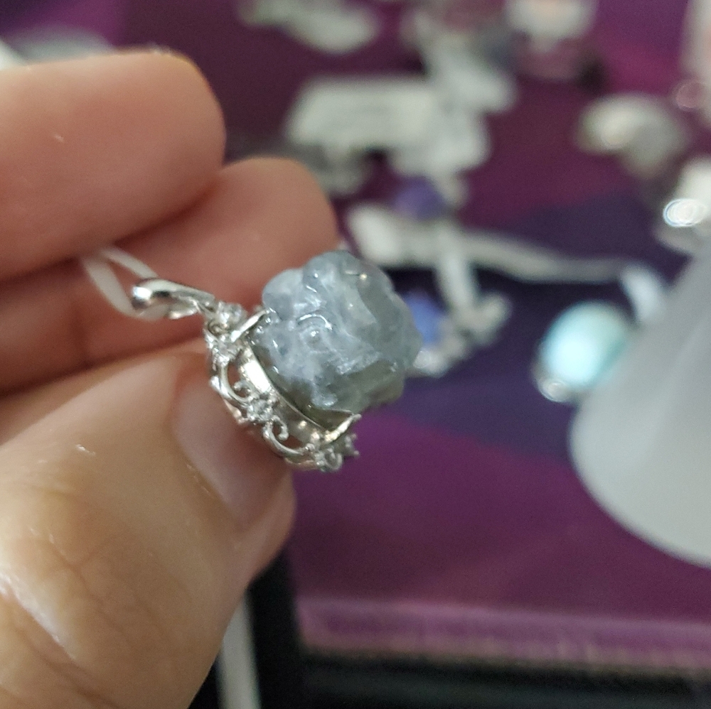 Labradorite Sterling Silver S295 Pendant with Iridescent Pale Blue Rose Stone - Picture 2 of 4